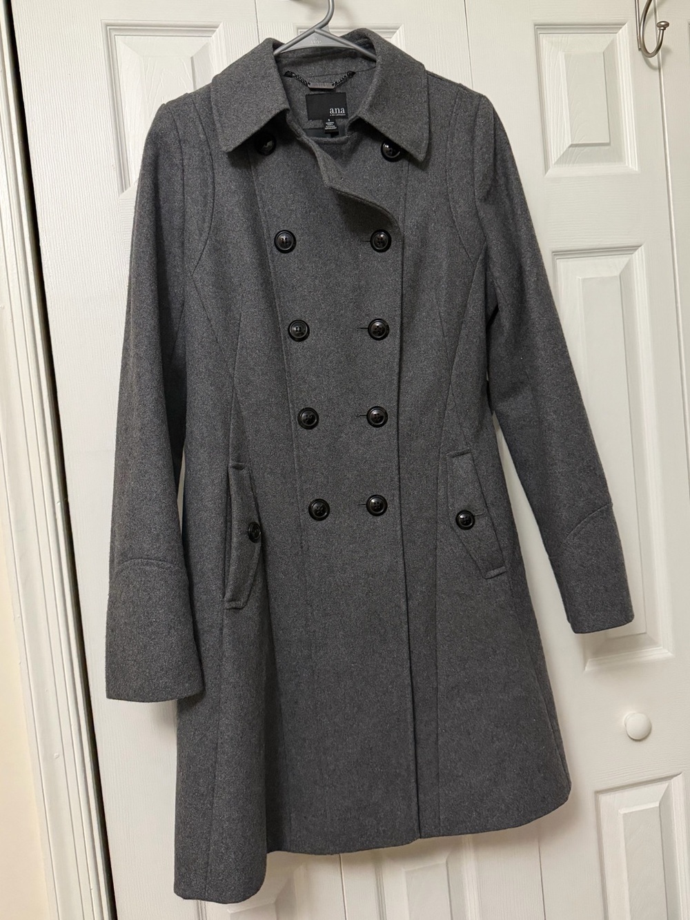 a.n.a Women's Gray Double-Breasted Wool-Blend Coat